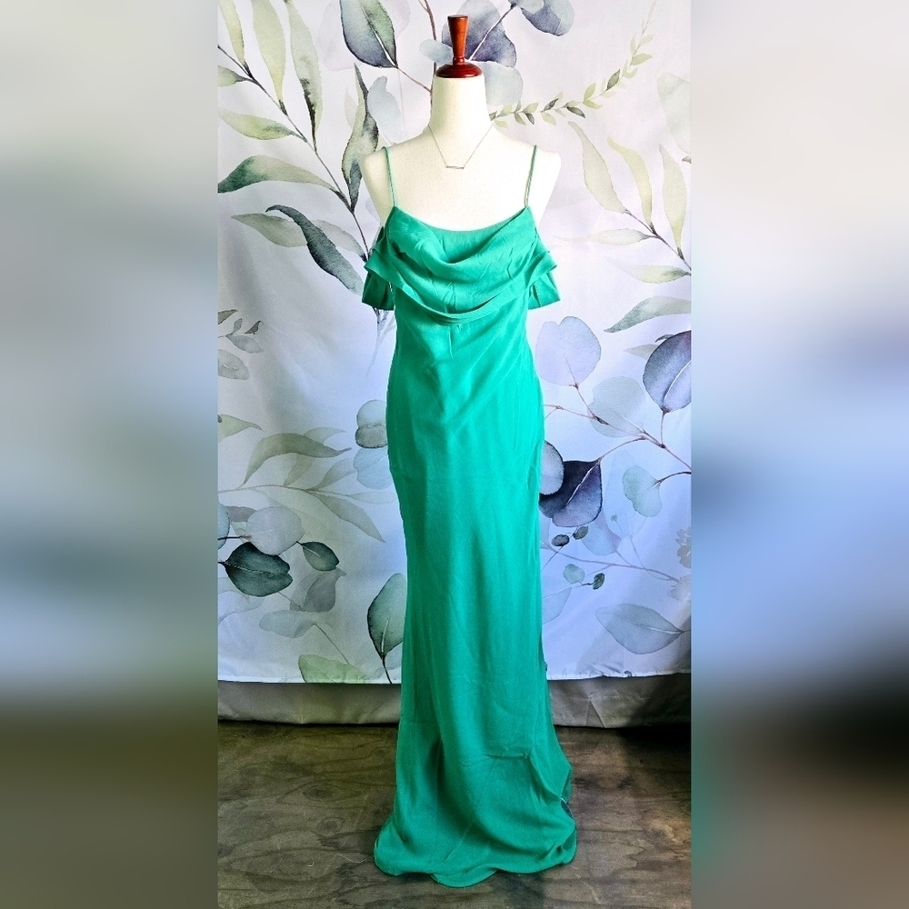 ASOS | Cami Cowl Cold Shoulder Prom Dress in Green sz 6